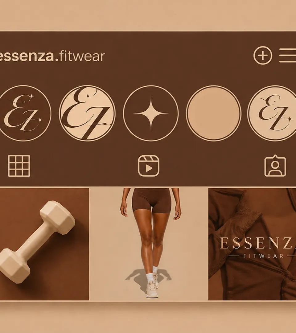 Perfil do Instagram da Essenza com destaques e grade de posts